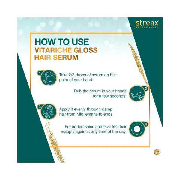 Streax Professional Vitariche Gloss Hair Serum 45 ml - Hair Serums