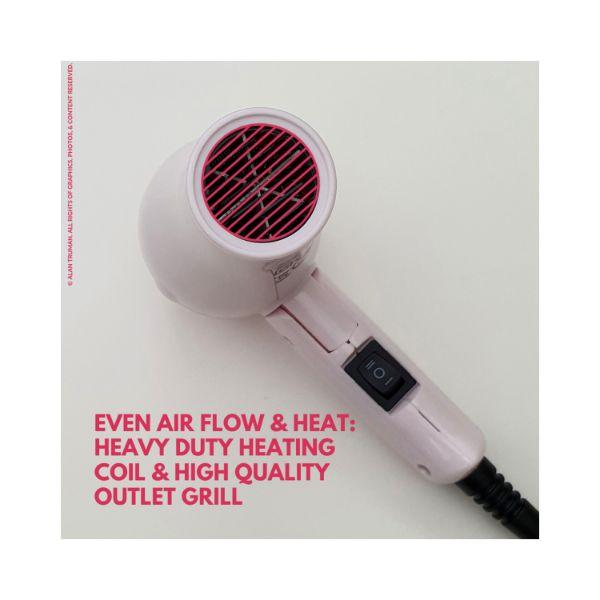 Alan Truman Mini Dryer - 1000 Watts Dc Motor Hair Dryer - Pink Blush 1's - Hair Dryers
