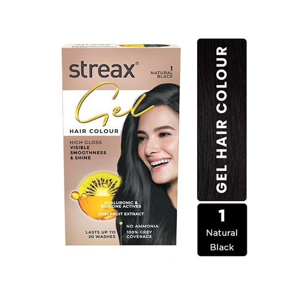 Netmeds | Streax Gel Hair Colour for women, Natural Black 1, No ammonia hair color, 100% grey coverage 150 ml
