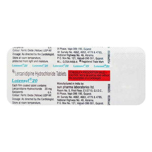 Lotensyl 20mg Tablet 10'S - Hypertension-Cal