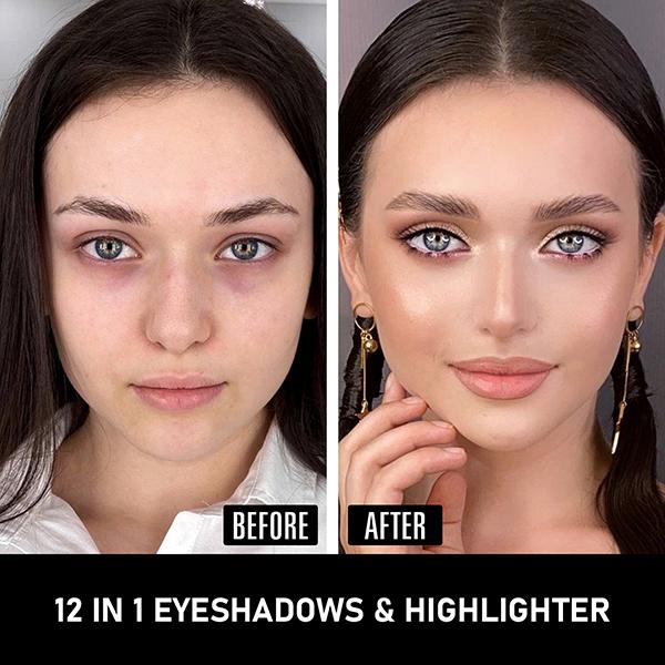 Half N Half 12 in 1 Eyeshadow & Highlighter MK-15 - 04 12gm - Face Palettes