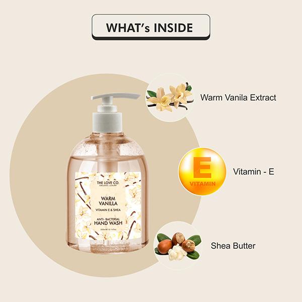 The Love Co. Warm Vanilla Hand Wash For Moisturized Hand - Gentle Cleanser for Soft Hands - Liquid Hand Soap Suitable for Sensitive Skin 300 ml - Hand Wash & Soaps
