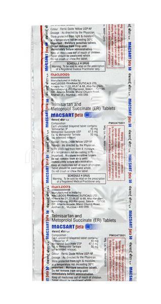 Macsart Beta 50mg Tablet 10'S - Hypertension-Ang
