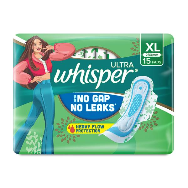 Netmeds | Whisper Ultra Heavy Flow Protection Sanitary Pads (XL) 15's