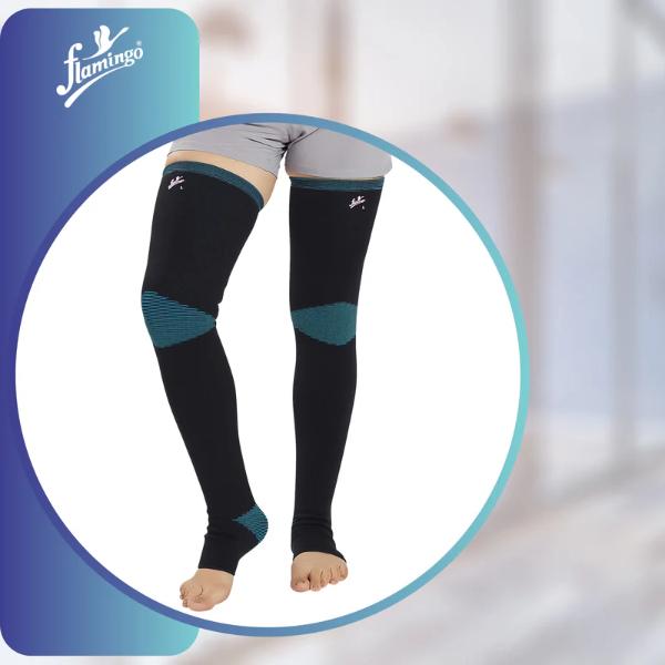 Netmeds | Flamingo Premium Varicose Vein Stockings (OC2070) (XXXL) - Black & Tourquise 1's