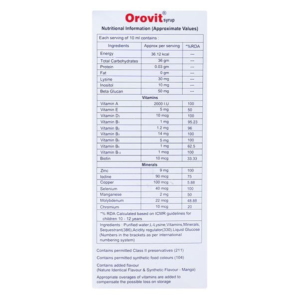 Orovit Syrup 200ml - Supplements-Vam