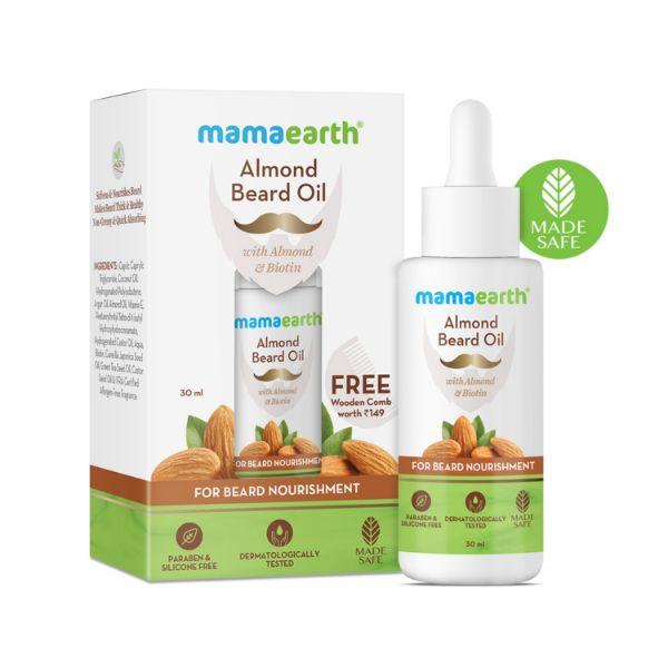 Netmeds | Mamaearth Almond Beard Oil For Men For Fast Growth with Almond & Biotin For Beard Nourishment 30 ml