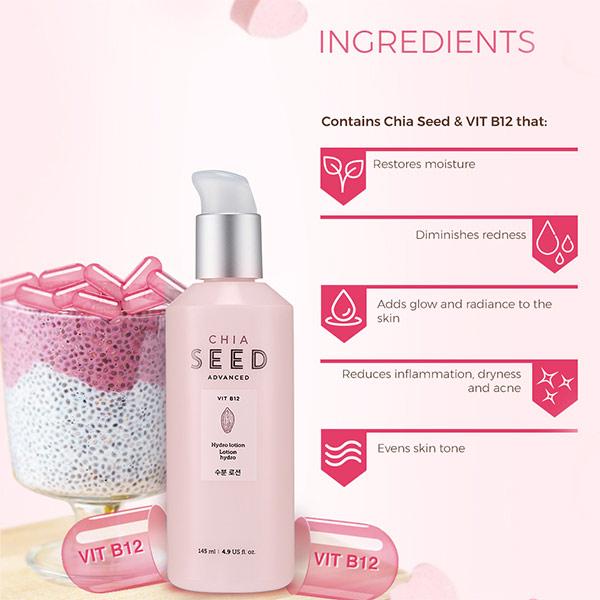 The Face Shop Chia Seed Advanced Vit B12 Hydro Lotion 145ml - Lotions & Creams