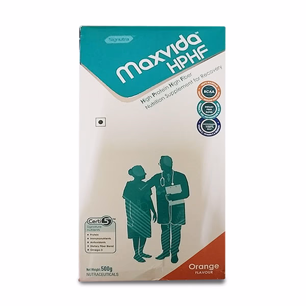 Netmeds | Maxvida HPHF Nutrition Zero Sucrose Supplement Powder Refill Gluten Free - Orange Flavour 500 g