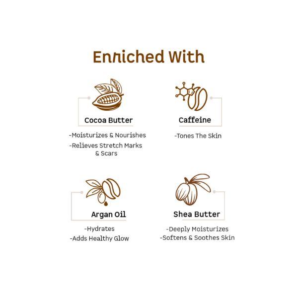 mCaffeine Choco & Shea Body Butter for 72Hrs Moisturization & Stretch Marks 100 gm - Body Butter