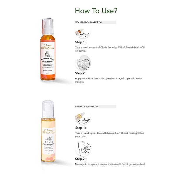 Clovia Botaniqa 8-IN-1 Breast Firming Oil & No Stretch Marks Oil 13-IN-1 Formulation 200 ml - Breast Firming Gel