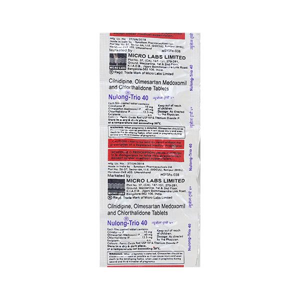 NULONG TRIO 40 Tablet 10's - Hypertension-Ang