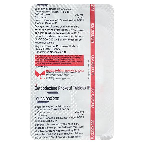 SUCCIDOX 200mg Tablet 10's - Bacterial Infections-Cep