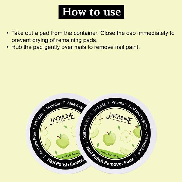 Jaquline USA Nail Polish Remover Pads Green Apple (Pack of 30) 1's - Nail Polish Remover