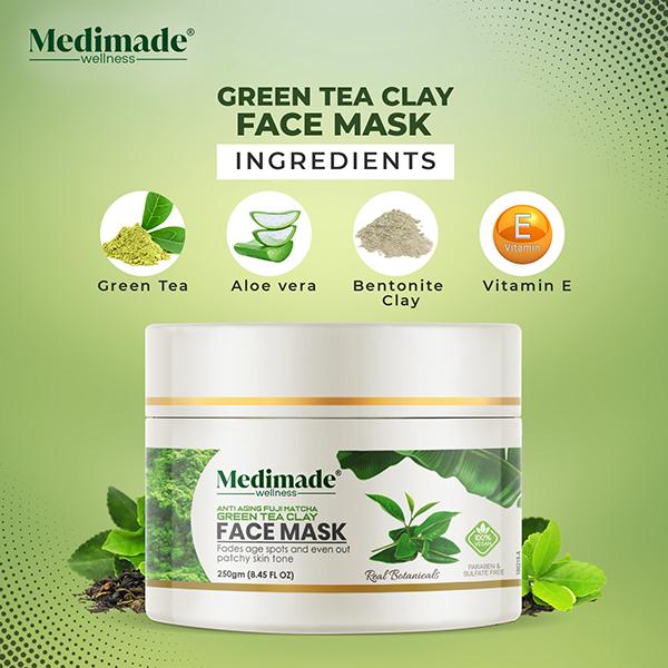 Medimade Anti Aging Fuji Matcha Green Tea Clay Face Mask 250 gm - Face Packs