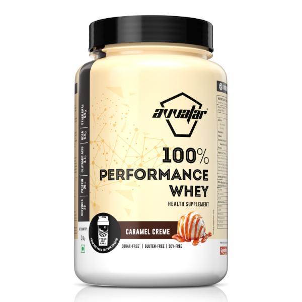 Netmeds | Avvatar 100% Performance Whey - Caramel Creme Flavour (Jar) 1 kg