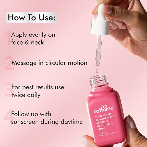 Mcaffeine Clear Glow 3% Tranexamic, 2% Alpha Arbutin Advanced Pigmentation Serum Treatment 20 ml - Face Serum