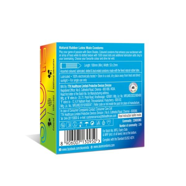 Skore 1500+ Raised Dots Condoms - Shades 3's - Plain/Flavoured Condoms