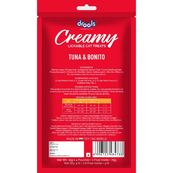 Drools Creamy Lickable Cat Treats - Tuna & Bonito (Buy 4 Get 1) 1's - Petfood