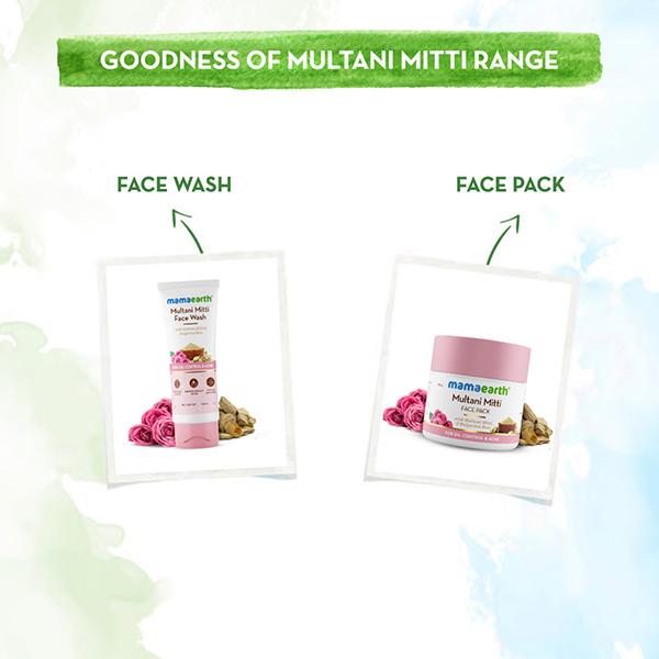 Mamaearth Multani Mitti Face Wash with Multani Mitti and Bulgarian Rose For Oil Control and Acne - Suits All Skin Types, 100ml - Face Washes