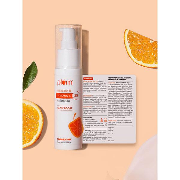 Plum 3% Vitamin C Moisturizer with Mandarin Glow Boost Fragrance Free 50ml - Face Moisturizers
