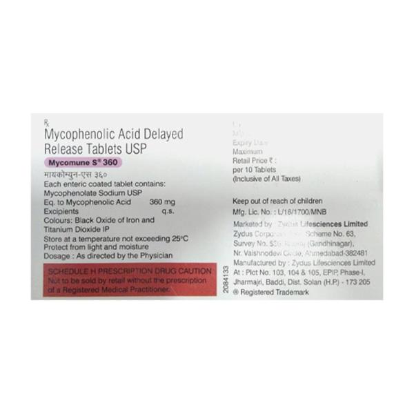 Mycomune S 360mg Tablet 10'S - Auto Immune Disease-Imm
