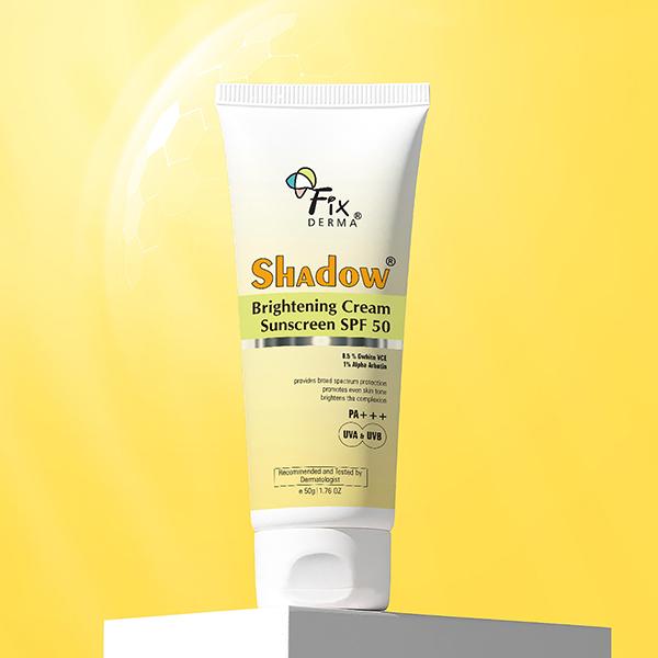 Fixderma Shadow Brightening Cream Sunscreen SPF50 PA+++ UVA/UVB Reduce Tan & Brightens SKIN 50 gm - Face Sunscreen