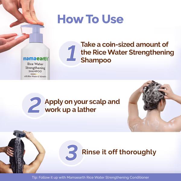 Mamaearth Rice Water Shampoo with Rice Water & Keratin for Damage Repair - Reduces Split Ends 400 ml - Shampoos
