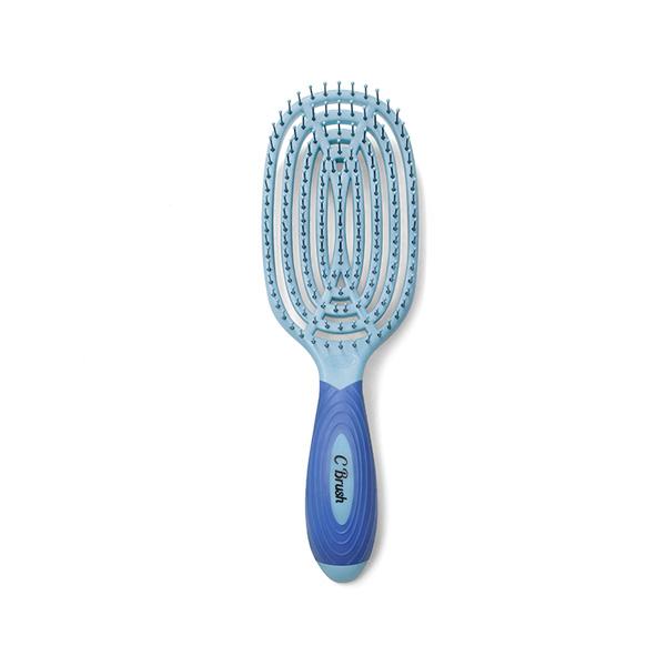 NuWay 4HAIR U.S. Patented Detangler Hair Brush for Men & Women - Blue - Detangling C Brush 1s 1's - Hair Brushes