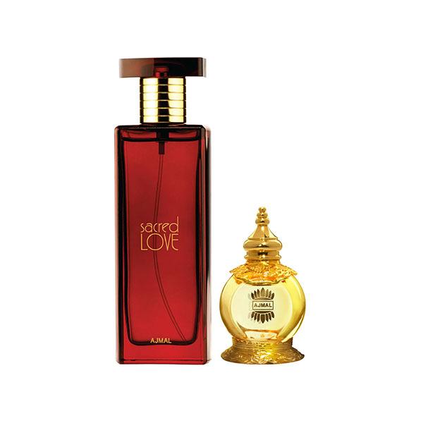 Ajmal Sacred Love EDP Floral Musky Perfume And Mukhallat AL Wafa Concentrated Perfume Oil Oriental Musky 62 ml - Perfumes (Edt/Edp)
