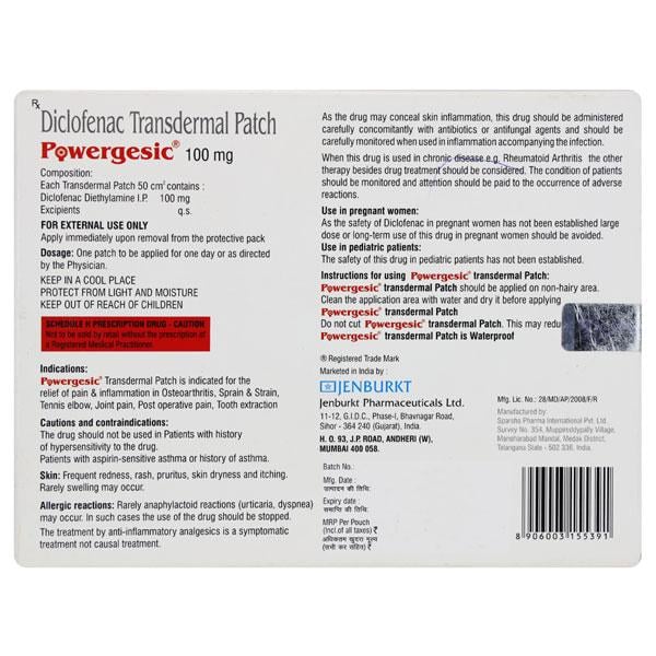 POWERGESIC TRANSDERMAL 100mg Patch 3's - Pain relief-Nsa