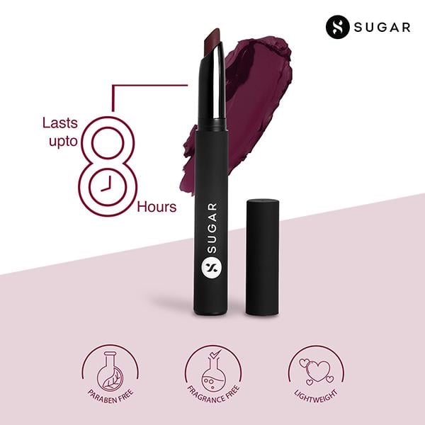 SUGAR Cosmetics Matte Attack Transferproof Lipstick - 13 Plums N Roses (Deep Reddish Plum) 2 gm - Lipsticks