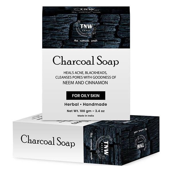 Tnw The Natural Wash Handmade Activated Charcoal Soap with Neem and Cinnamon Effect 100gm - Soaps