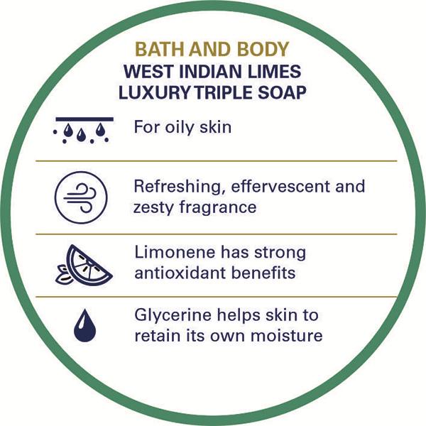 Truefitt and Hill West Indian Lime Bath and Body Soap Essential Grooming Collection For Men 150gm 3's - Soaps