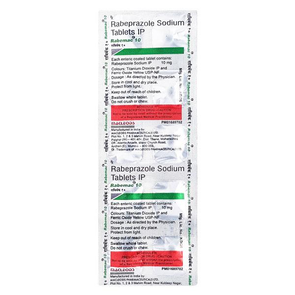 Rabemac 10mg Tablet 10'S - Ulcer/Reflux/Flatulence-Aaa