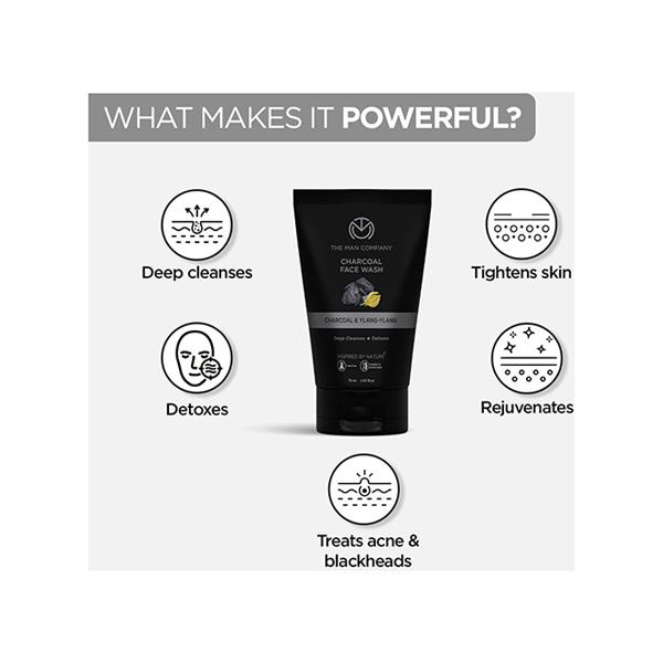 The Man Company Deep Cleansing Charcoal & Ylang - Ylang Face Wash 75ml - Face Washes