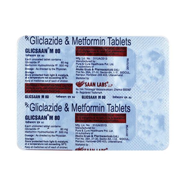 GLICSAAN M 80mg Tablet 10's - Diabetes-Ant