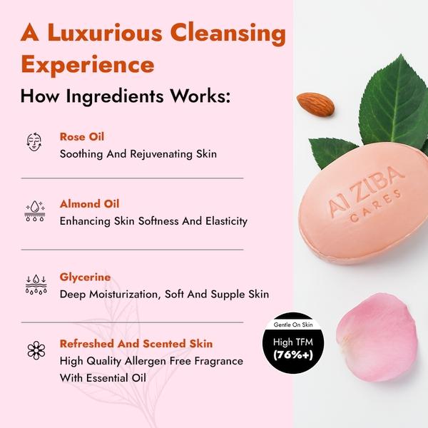 Alziba Cares Soap - Rose Almond 100 g - Soaps