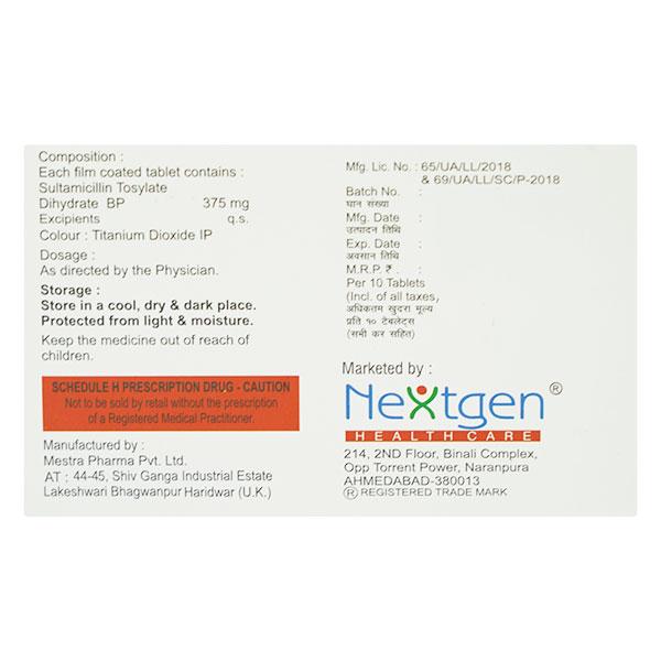 SULTACLIN 375 Tablet 10's - Bacterial Infections-OAB