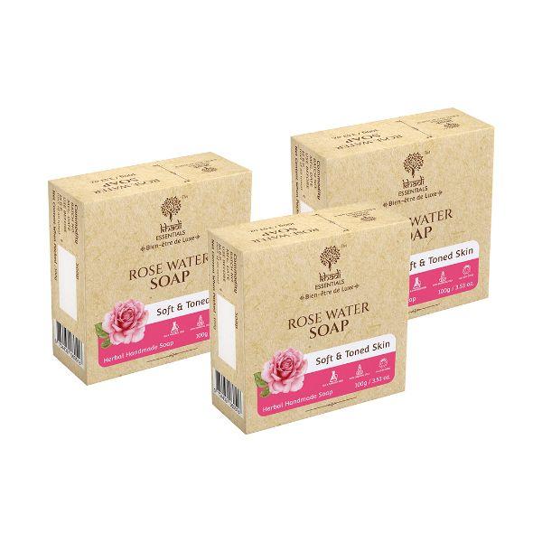Khadi Essentials Rose Water Herbal Handmade Soap for Soft & Toned Skin 300 gm - Body Butter
