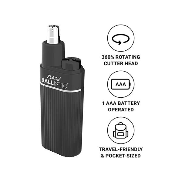 Ballistic By Zladezlade Ballistic Nose and Ear Hair Trimmer - Aaa Battery - Operated Waterproof Trimmer 200 gm - Trimmers