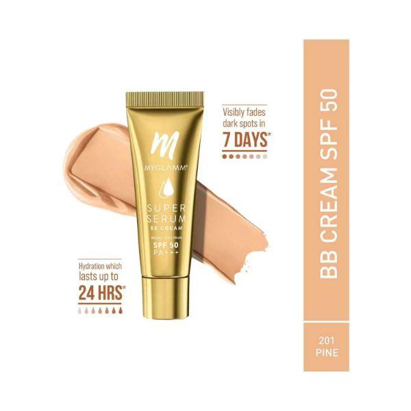 Myglamm Super Serum Bb Cream with Hyaluronic Acid SPF 50 PA+++ 201 Pine 15gm - Contour