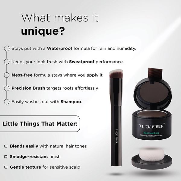 Thick Fiber Root Touch Up Powder - Dark Brown 4 gm - Clays & Mousses
