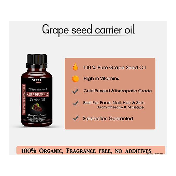 Seyal Naturals Pure & Natural Carrier Oil - Grapeseed 15 ml - Carrier Oils