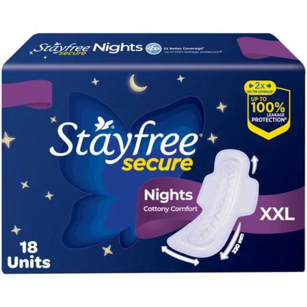 Netmeds | Stayfree Secure Nights Cottony Comfort XXL Pads 18's