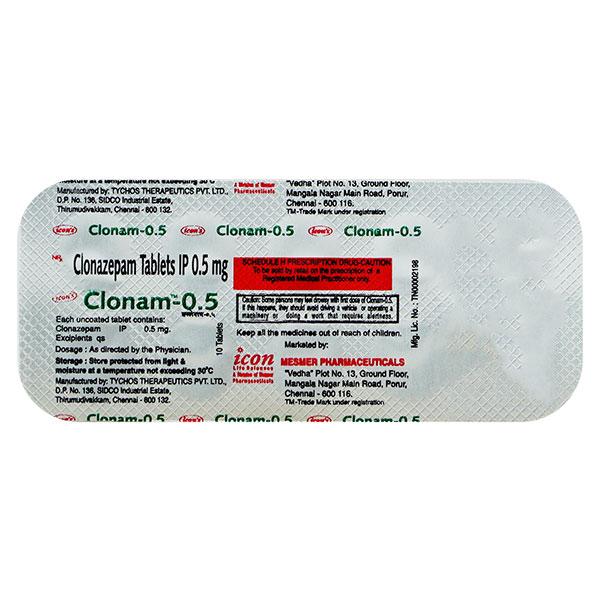 Clonam 0.5mg Tablet 10'S - Anxiety-Anx