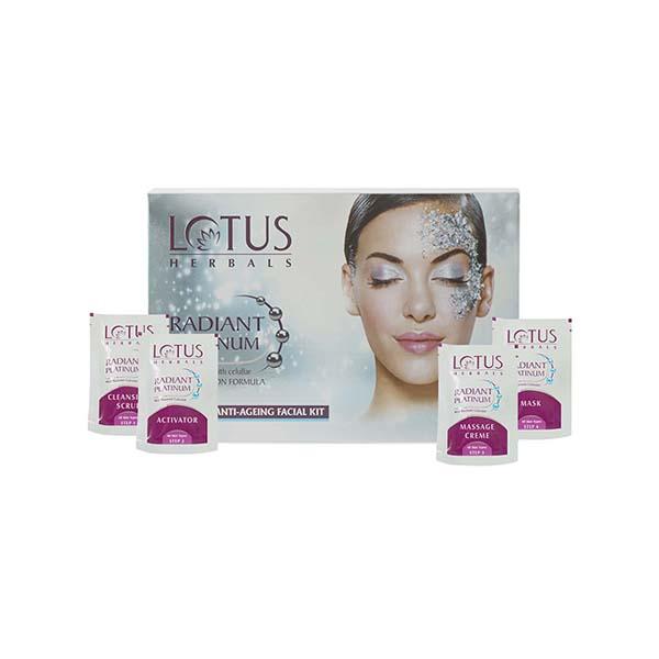 Netmeds | Lotus Herbals Radiant Platinum Cellular Anti-Ageing 1 Facial Kit 37 Gm