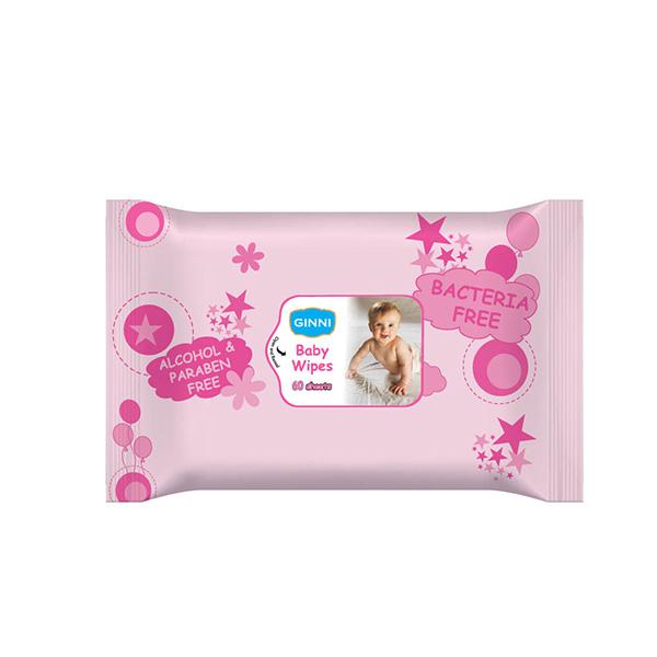 GINNI Premium Baby Wet Wipes Cleansing Wipes with Aloe Vera & Jojoba Oil & Vitamin E 60's