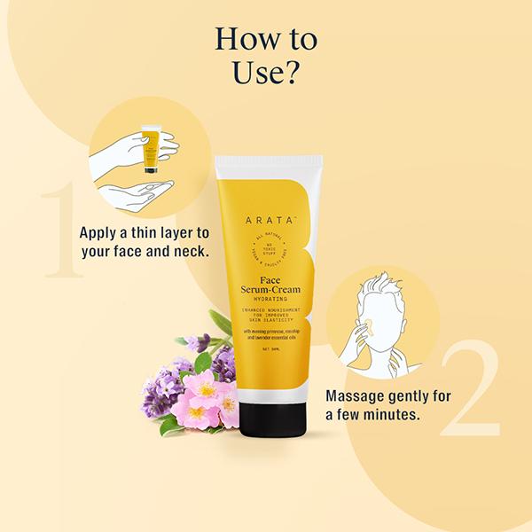 Arata Natural Hydrating Face Serum-Cream With Evening Primrose, Rosehip & Lavender Oil 50 ml - Face Serum