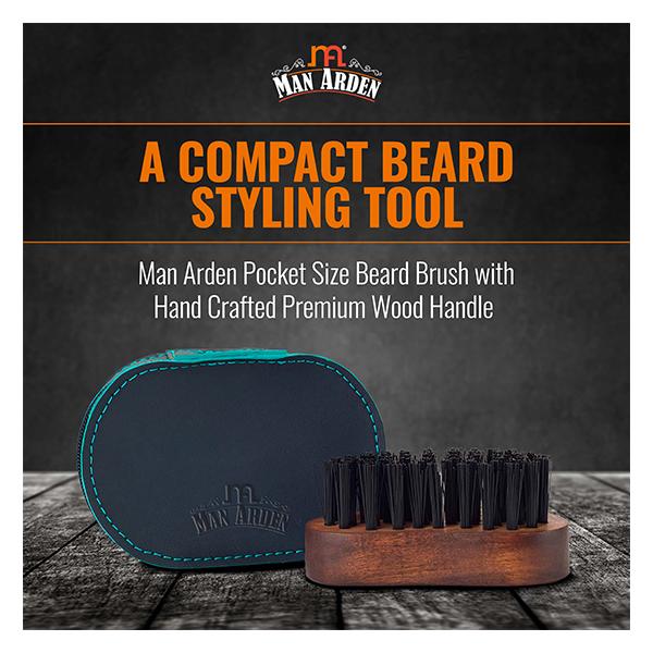 Man Arden Beard Brush with Leather Pouch 1's - Beard Comb
